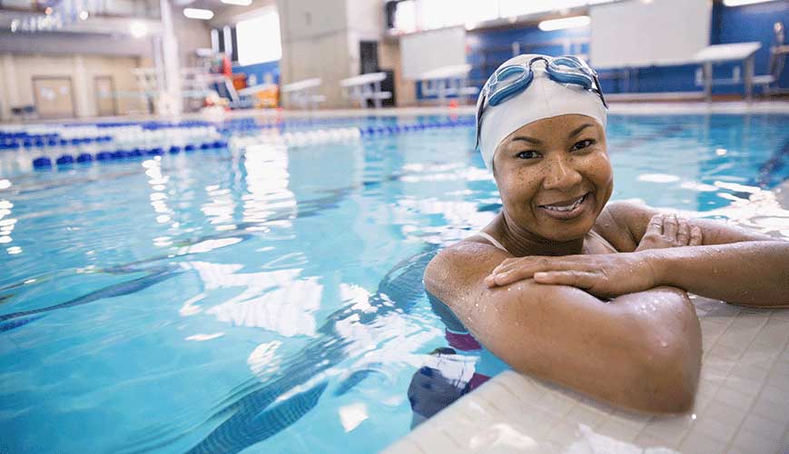 African American Woman in Swimming Pool